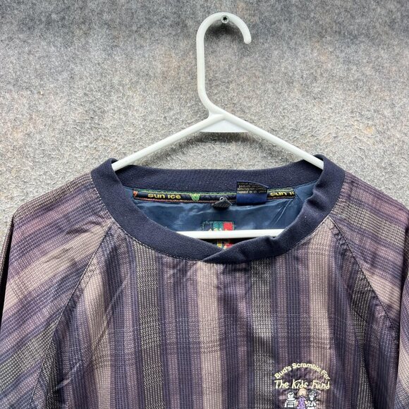 Vintage Sunice Pullover Mens 2XL Purple Navy Stripe Golf Windbreaker 2000s - Picture 7 of 14